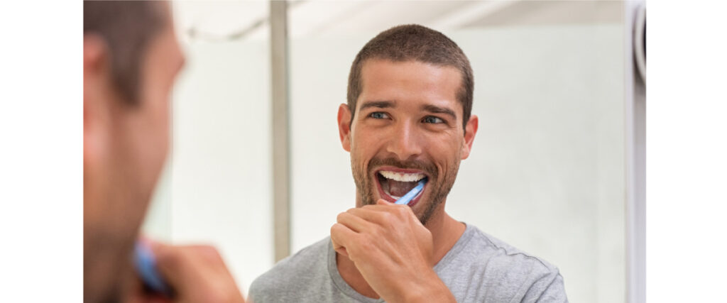 brushing tne teeth